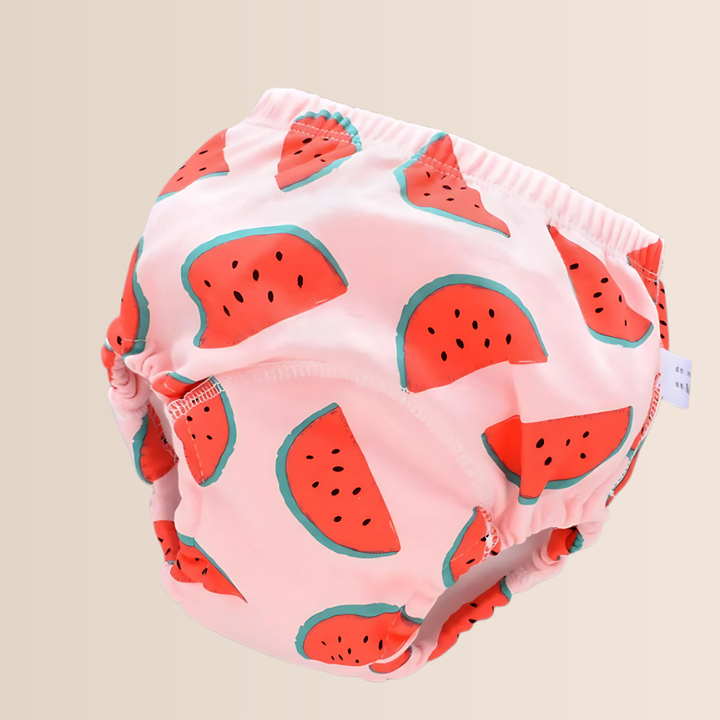 Eco-friendly baby training pants with 6 absorbent layers. Washable toddler potty training solution.