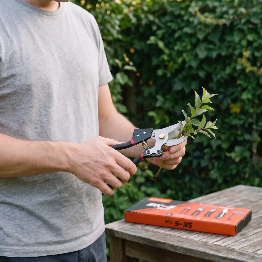 Essential 5-piece gardening tool set for efficient pruning & trimming, includes bypass pruners & garden shears.