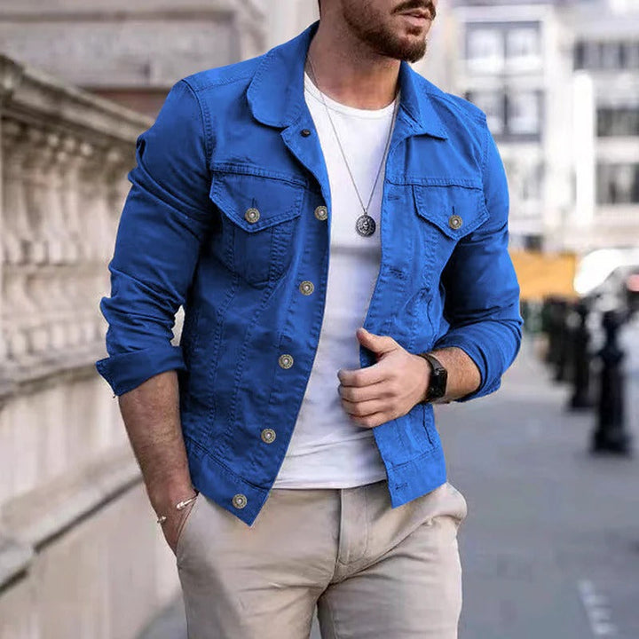 Men's classic all-season button-up jacket in a versatile casual style, perfect for everyday outerwear.