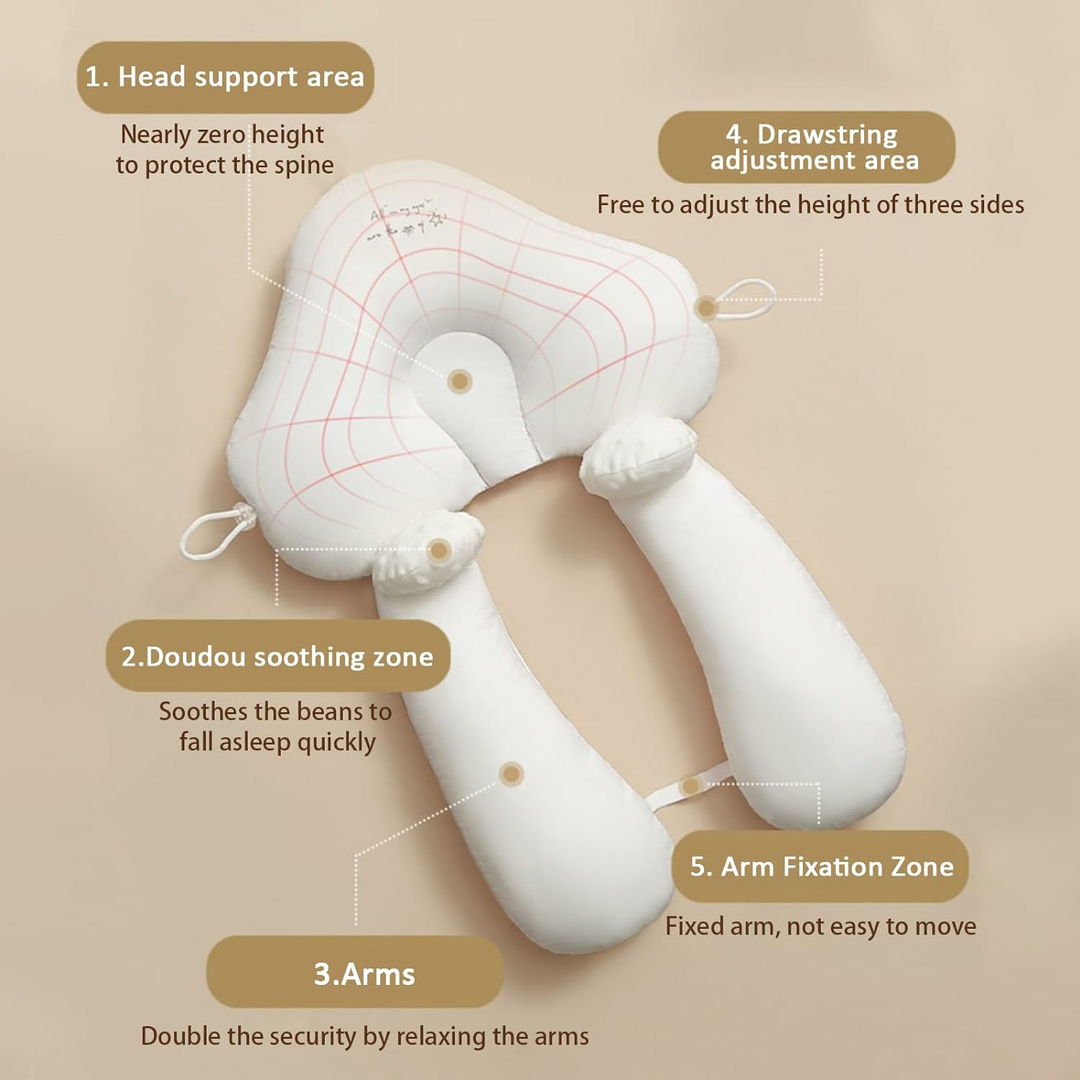 Baby head support pillow, organic cotton U-shape for gentle sleep & comfort. Newborn essential.