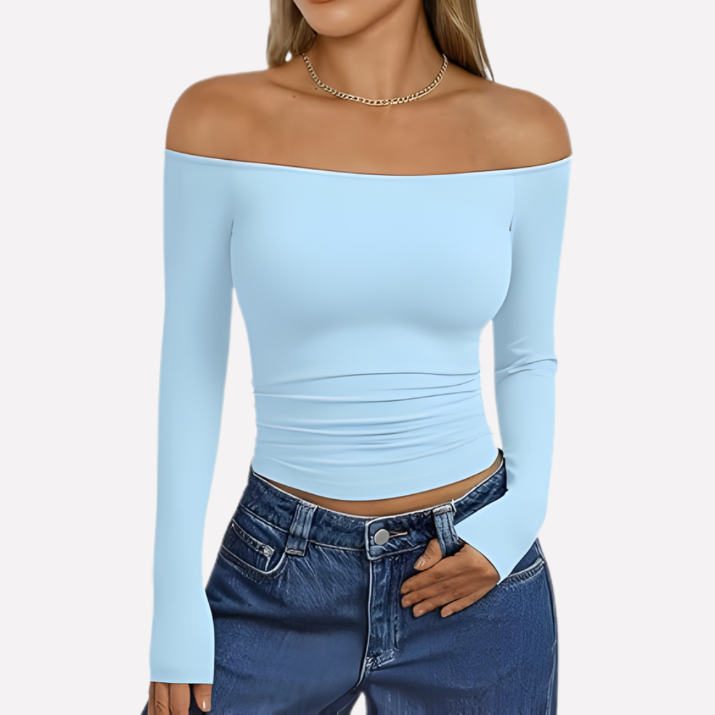 Women's off-shoulder long sleeve top, a perfect blend of casual wear comfort and chic fashion.