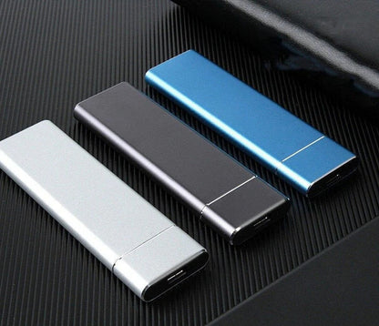 8TB Portable SSD External Hard Drive, sleek black design, offers high-speed USB 3.1, compact and lightweight for easy transpo