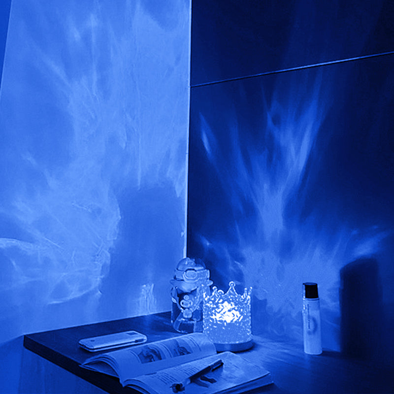 Serene ocean wave projector lamp enhancing home decor. Ideal mood light & relaxation gift, perfect for bedrooms.