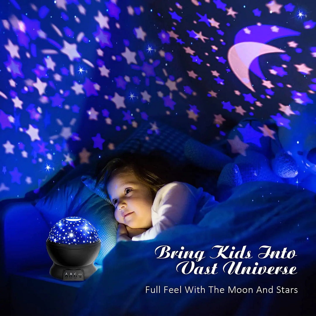 Kids room decor: Star projector night light brings a comforting LED starry sky to children's sleep.
