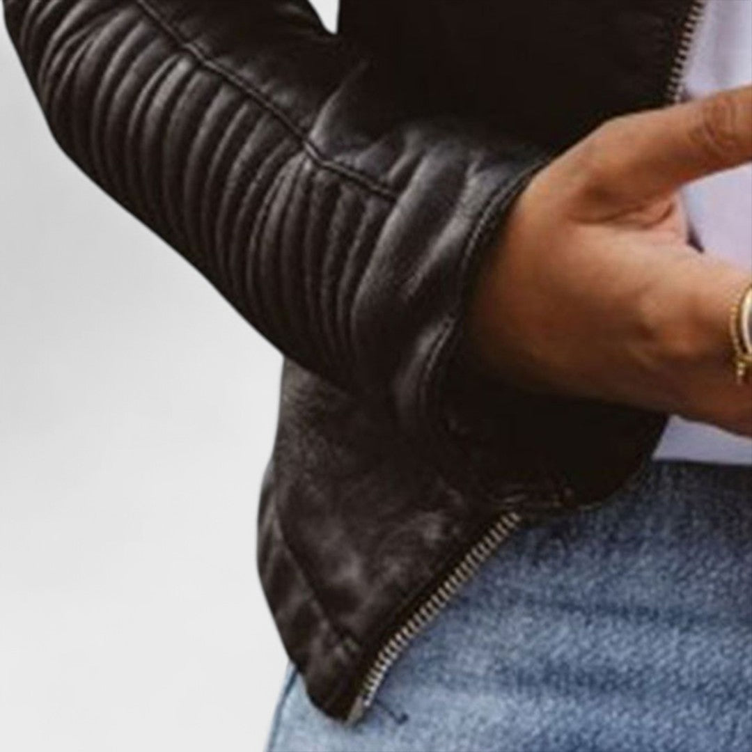 Chic black women's jacket in elegant blazer style, versatile for work, everyday wear, and timeless fashion.