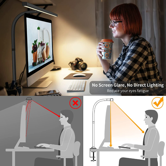Bright adjustable LED desk lamp for optimal task lighting, boosts productivity in any modern office or studio workspace.