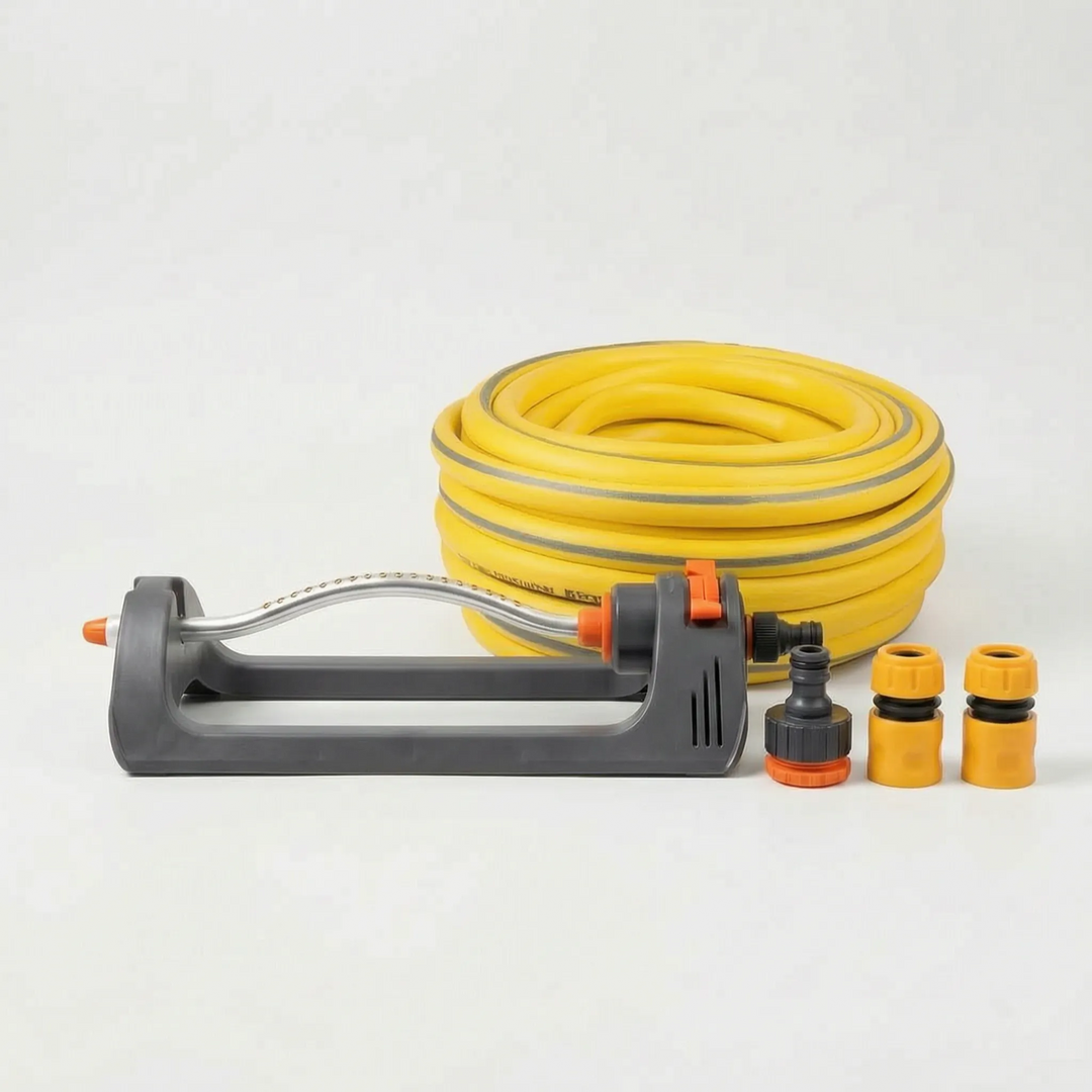 Top-down view of an automatic oscillating water sprayer, perfect for comprehensive lawn & garden watering.