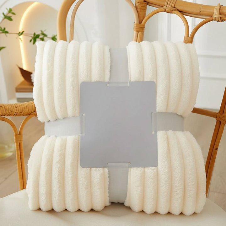 Stylish fleece throw blanket for living room decor; ultra-soft, warm, & inviting for any home.