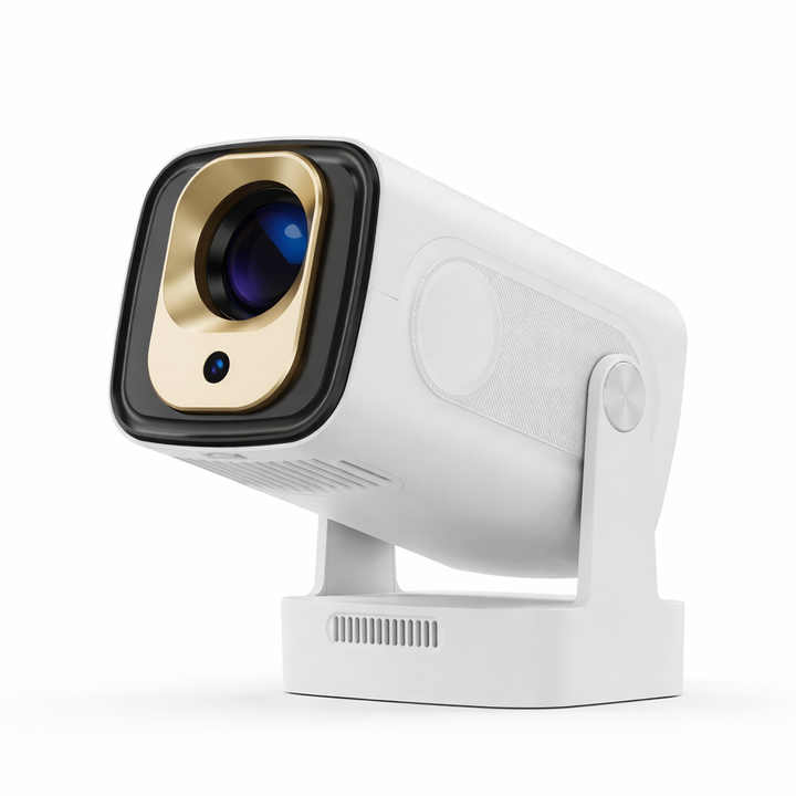 Smart 4K home theater projector with auto focus & dual WiFi for immersive cinema experience.