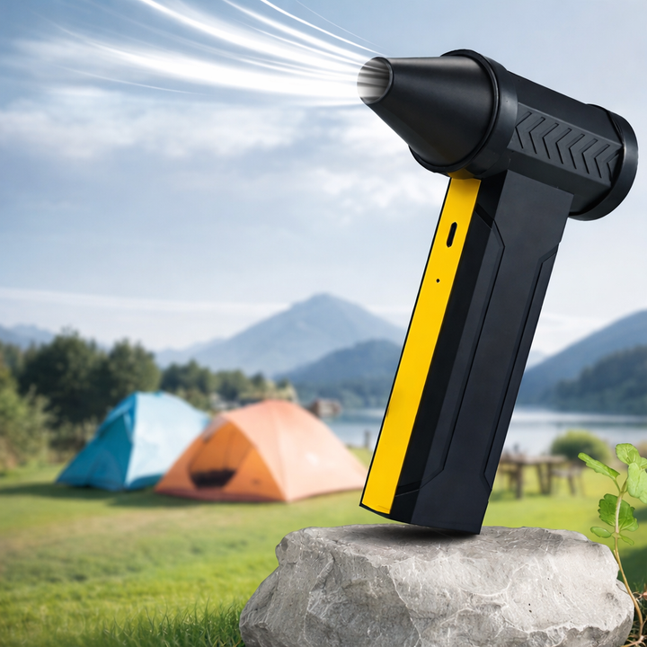 High-powered portable air duster, USB rechargeable, perfect for cleaning keyboards, PCs, & cameras.