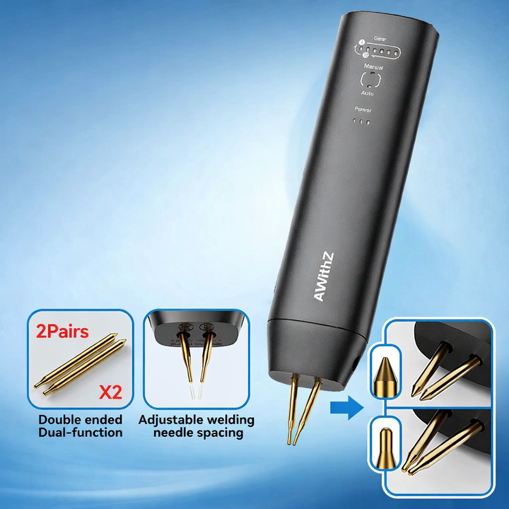 Precision handheld spot welder for reliable 18650 battery connections, vital for electronics repair.