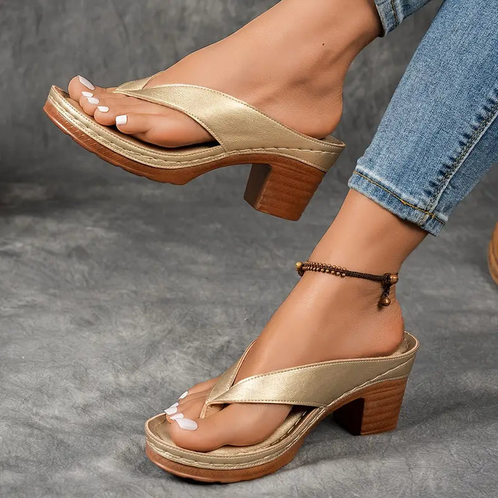 Dressy women's orthopedic heeled sandals, perfect for comfort at summer events.