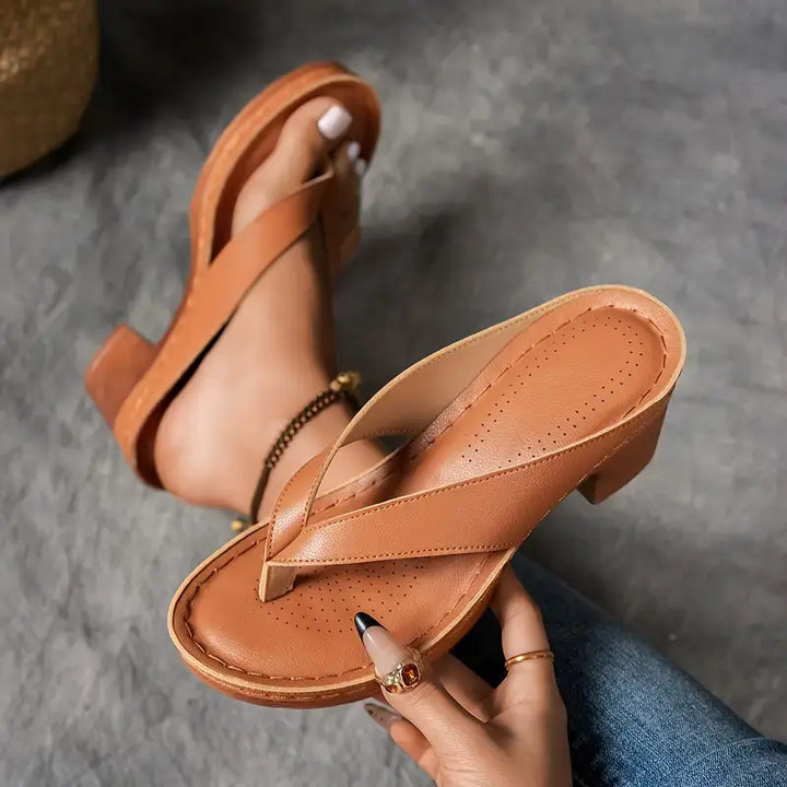 Comfortable women's orthopedic heeled sandals, elegant design for all-day wear.