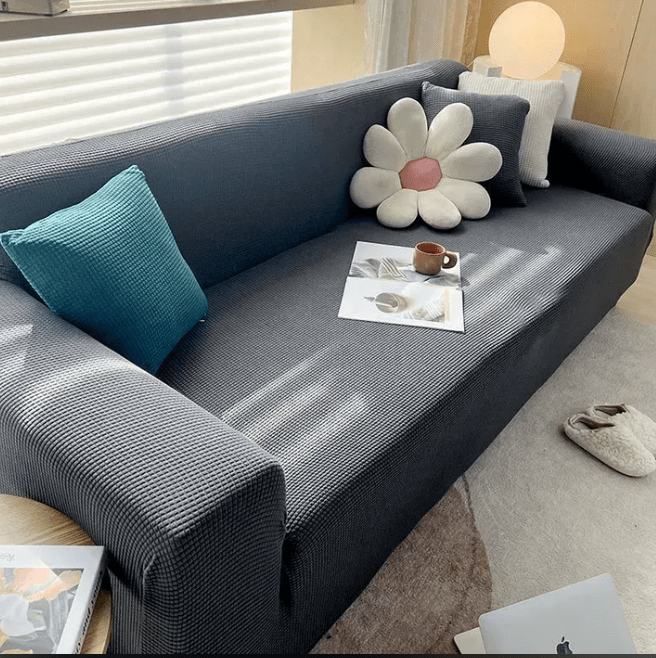 Non-slip jacquard sofa protector cover for living room. Pet friendly & machine washable couch protection.
