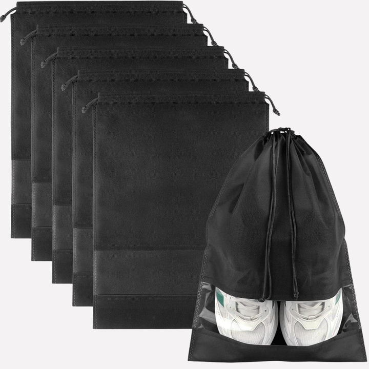 Set of 5 unisex travel shoe & accessory organizer bags for efficient packing and luggage organization.