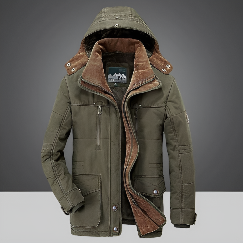 Casual men's warm winter coat, ideal for cold weather protection. Insulated, durable outerwear for everyday use.
