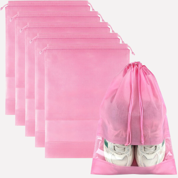 Home & travel organization set: 5 drawstring bags for shoes, accessories, and essentials. Maximizes luggage space.