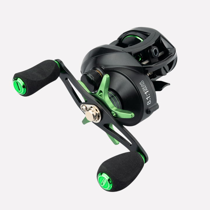 Unisex fishing baitcasting reel, low profile design for comfortable handling & accurate casts.