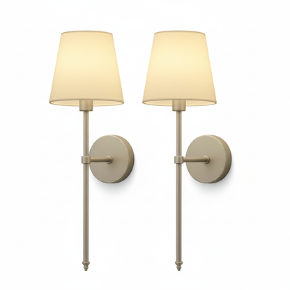 Set of 2 Wireless Fabric Wall Lights - Adjustable & Portable