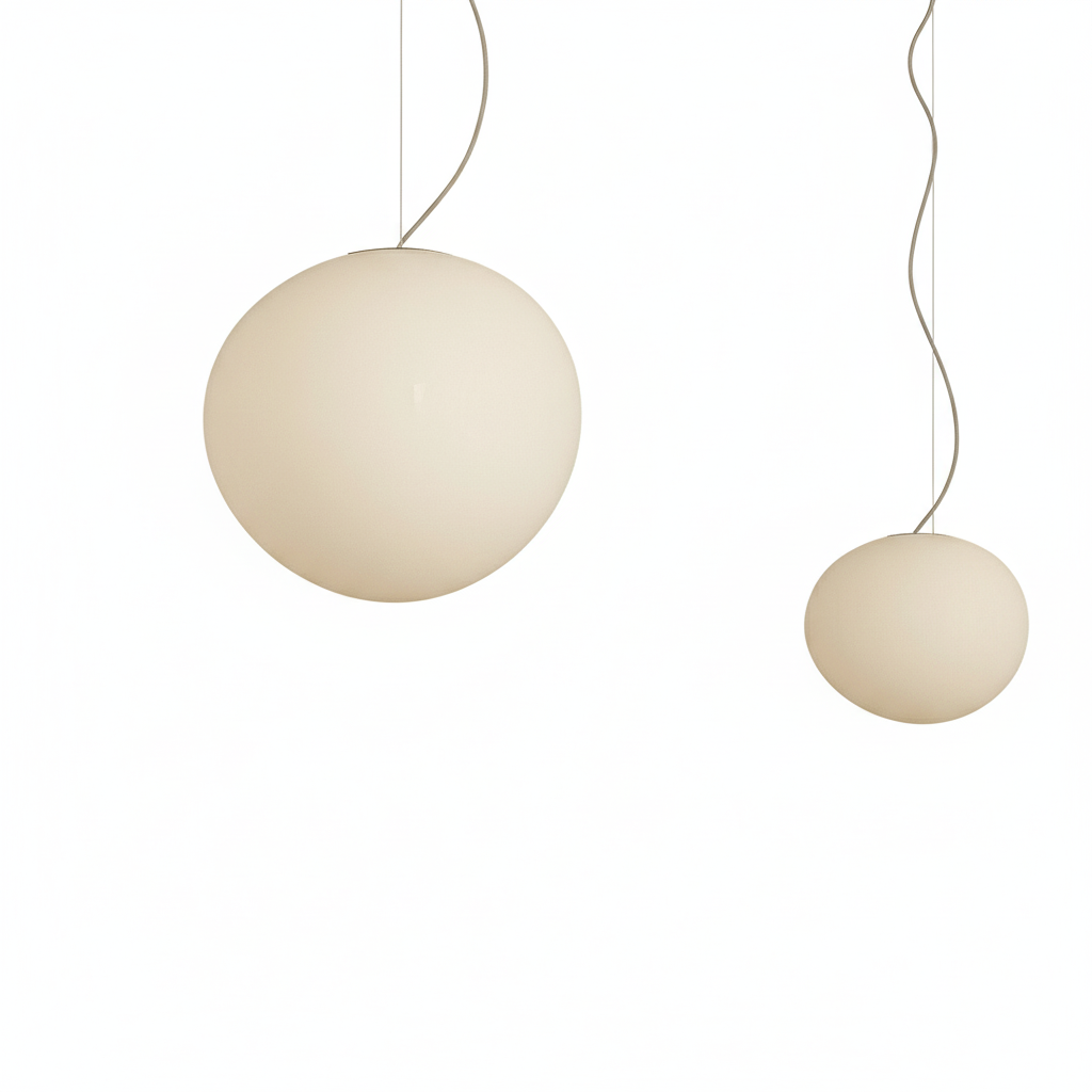 Modern White Glass Globe Pendant Light for Home Decor