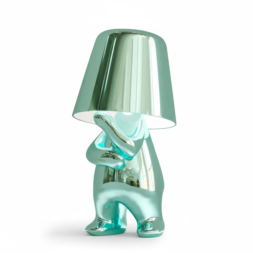 Elegant Metallic Thinker Design Table Lamp