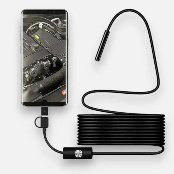 Waterproof multi-purpose USB inspection camera for Android, PC, Type-C & Micro USB connections.