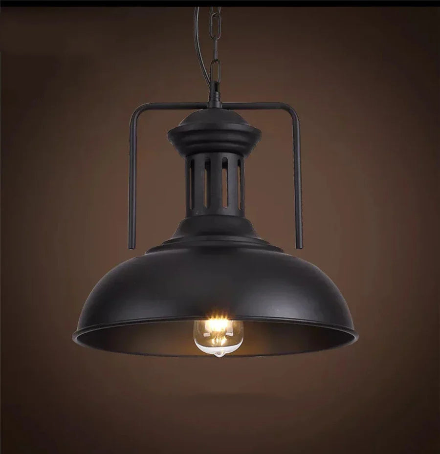 Decorative iron hanging lamp, rustic style, perfect for living room or entryway.