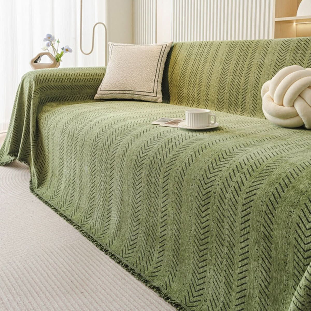 Cozy chenille sofa cover, soft home decor for living room. Washable and durable furniture protector.