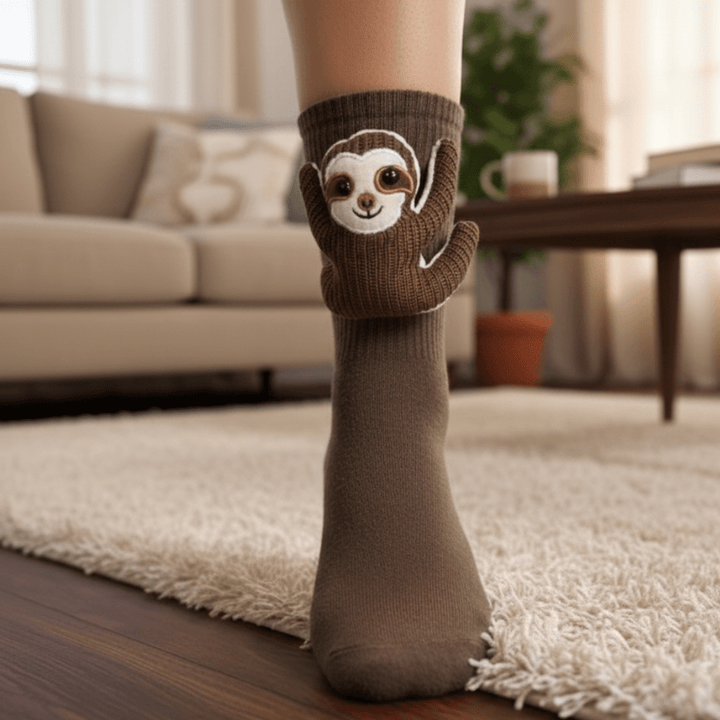 Unisex cozy house socks, plush and comfortable with a fun 3D animal design and non-slip sole for home wear.
