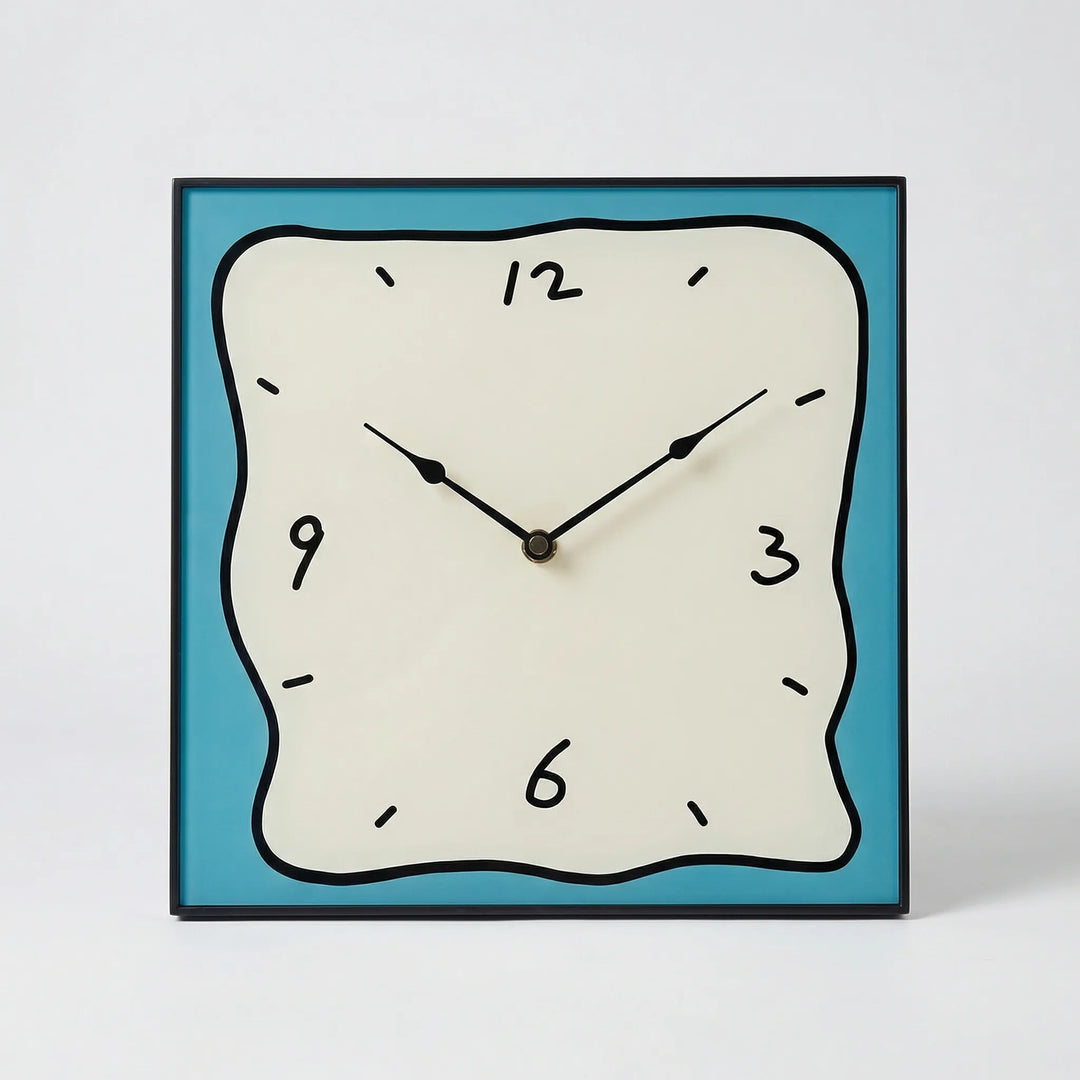 Decorative square wall clock, a unique modern statement piece for living room or office wall art.