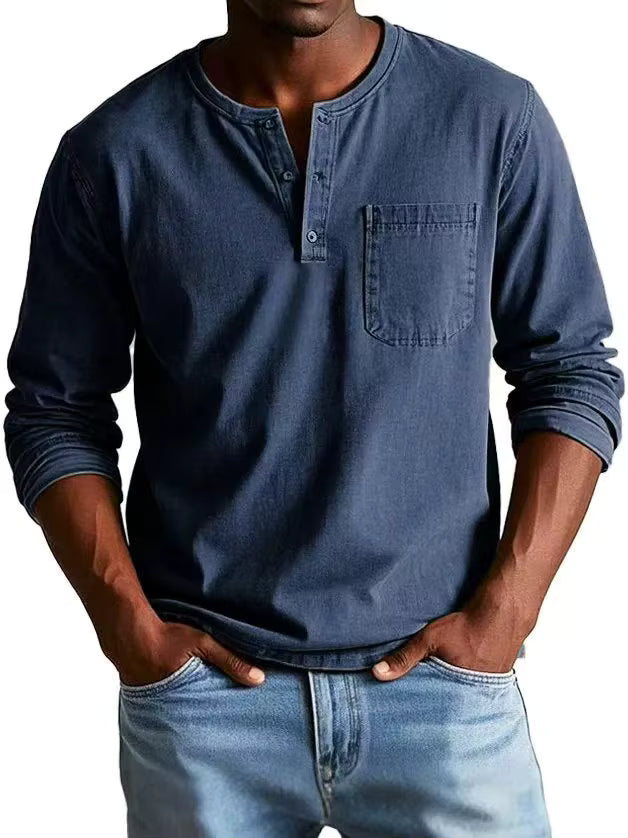 Men's Casual Long Sleeve Henley Shirt