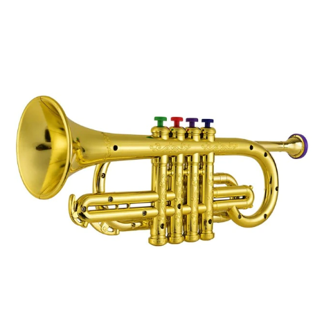 Colorful plastic trumpet toy for kids, fun educational musical instrument for toddlers & early learning.