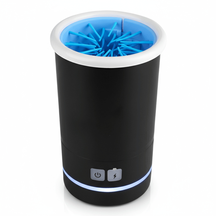 Automatic Pet Paw Cleaner for dogs & cats. Rechargeable, with soft silicone brushes for muddy paws.