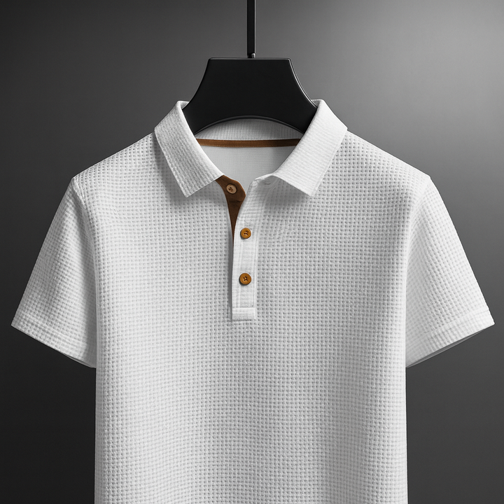 Versatile men's polo shirt with stretch fit for all-day comfort. Perfect for casual outfits or office style.