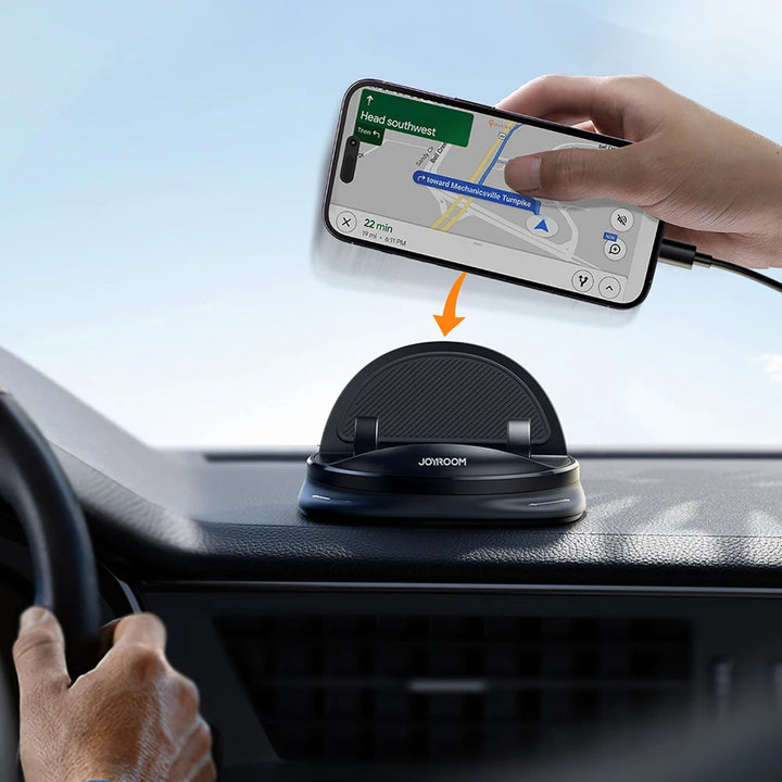 Versatile 360° car smartphone mount for dash or air vent, ideal for hands-free navigation & safe driving.