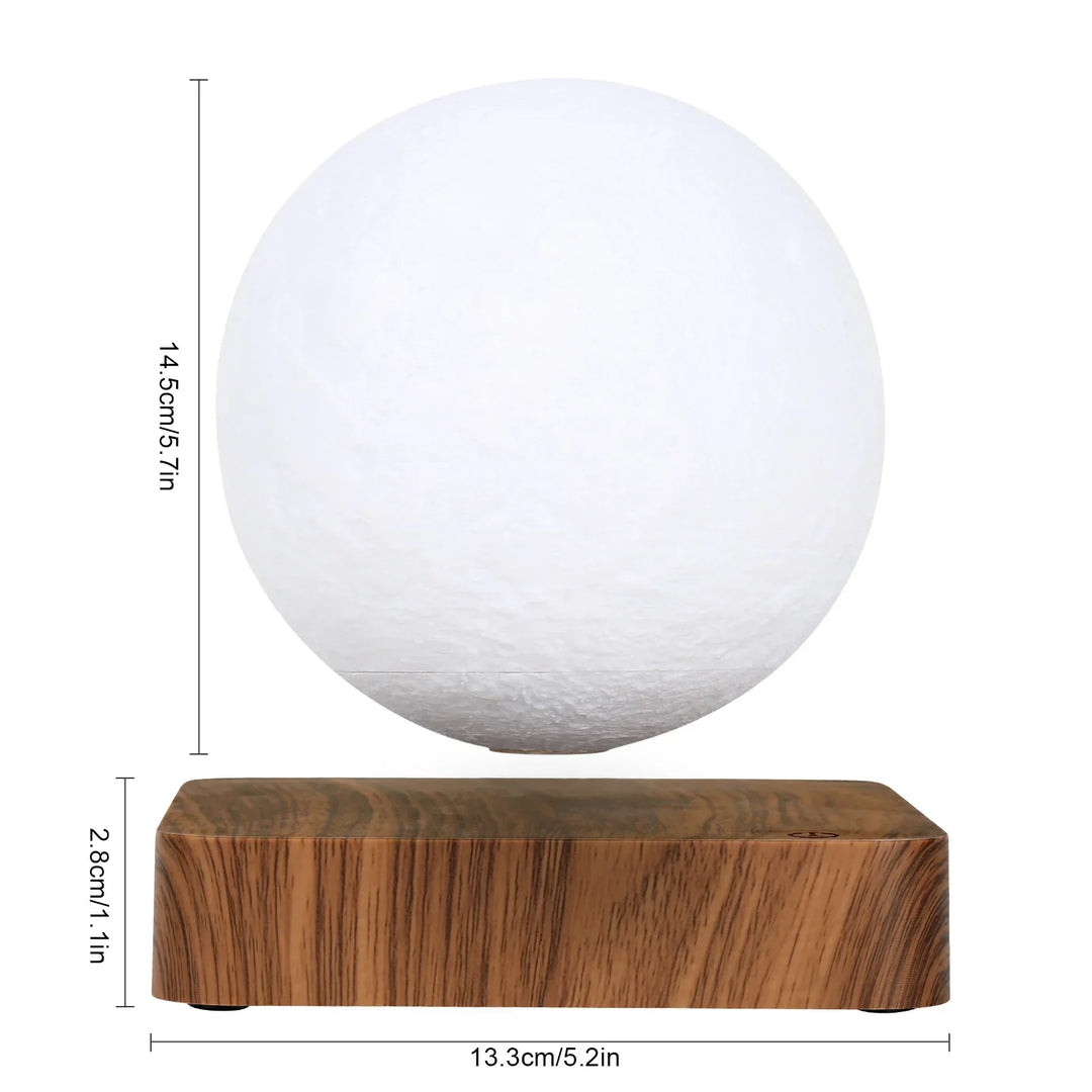 Futuristic LED desk lamp: a levitating moon light, perfect as a unique modern home decor gift.
