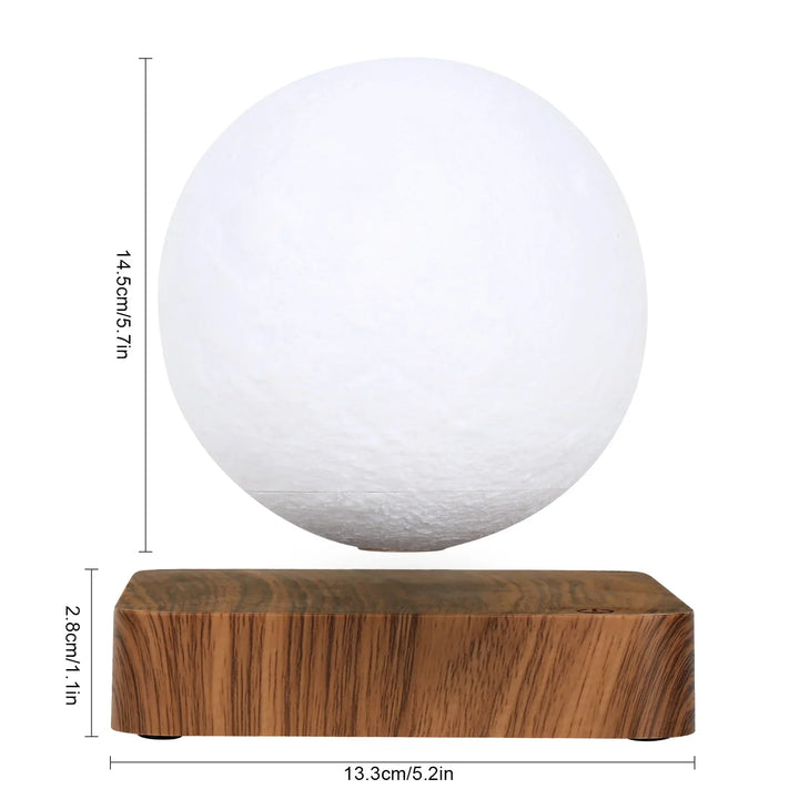 Futuristic LED desk lamp: a levitating moon light, perfect as a unique modern home decor gift.