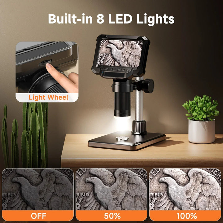 Tavvitaimp18 digital microscope with 1600X magnification, 4.3" display, great for hobbyists & students.