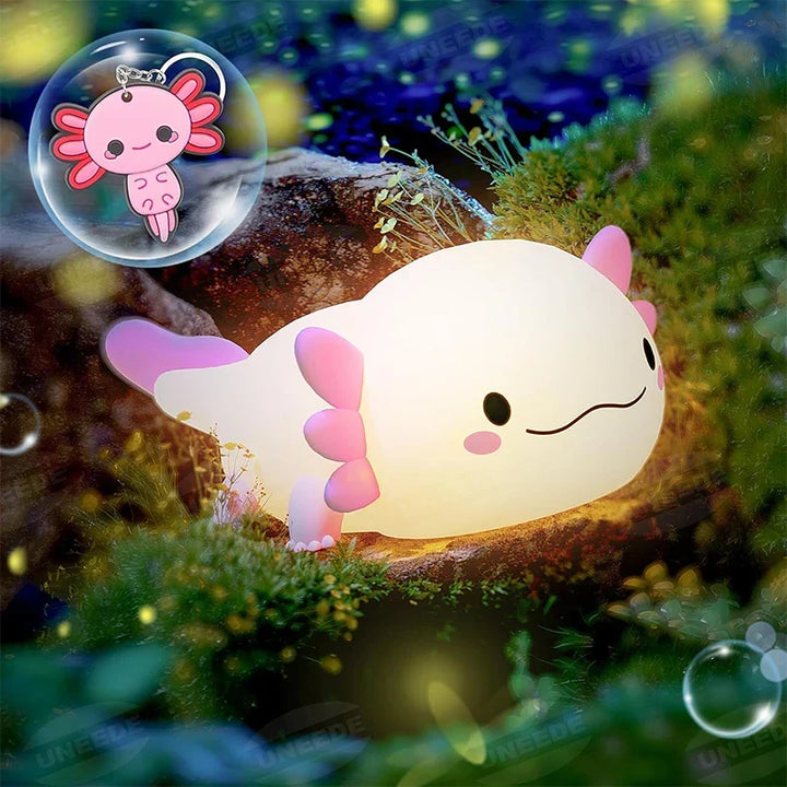 Children's squishy silicone night light, rechargeable & portable, with soft LED glow for bedroom & play.