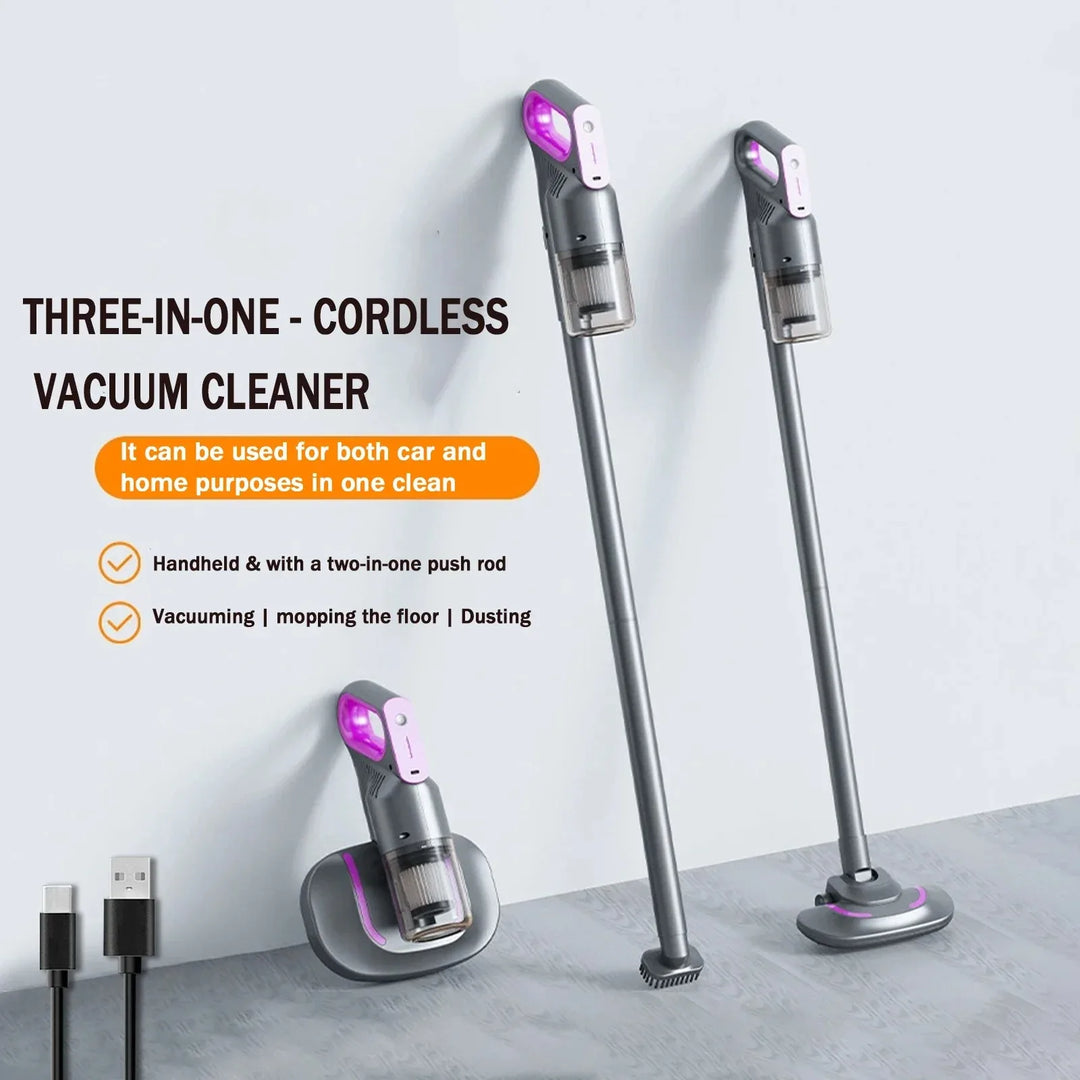 Cordless handheld vacuum, ideal for quick home cleanups like pet hair on sofas or small spills on countertops.