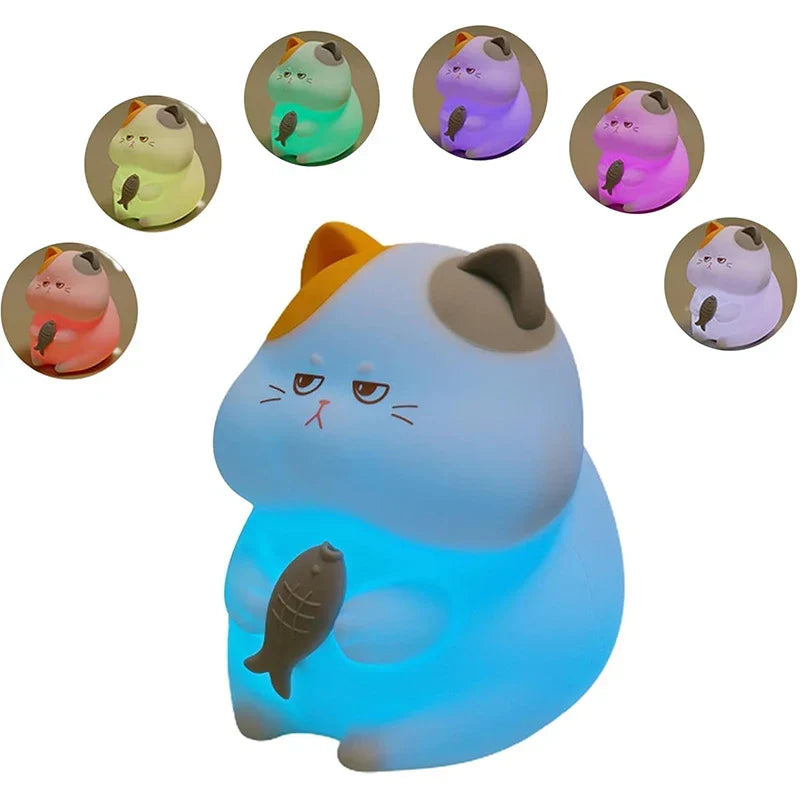 Sleep aid soft light LED night light for children, made of silicone, rechargeable & easy touch control.