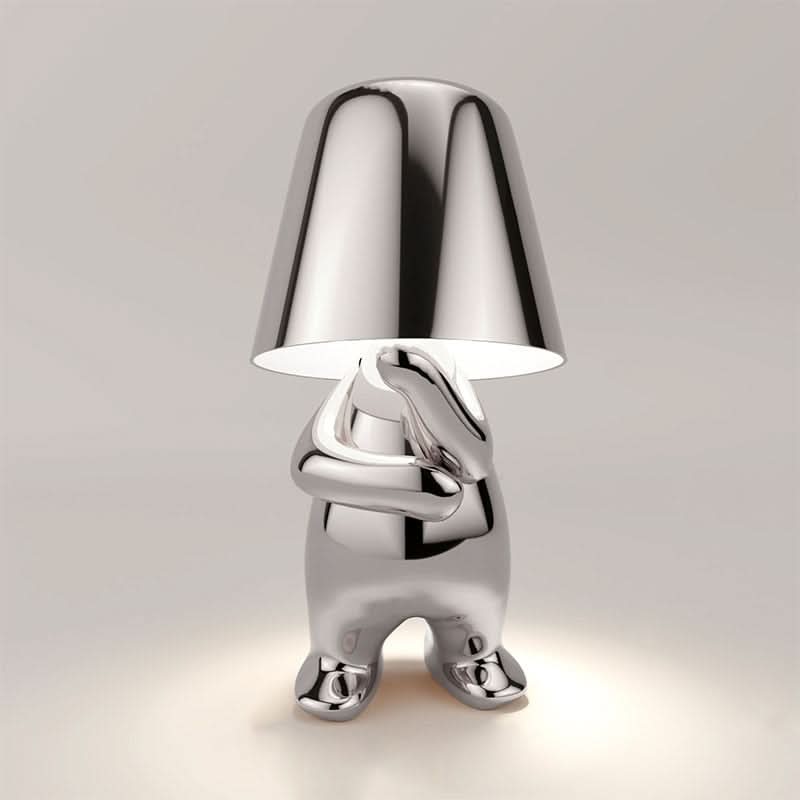 Chic silver dimmable LED desk lamp, perfect for a modern home office or study area.