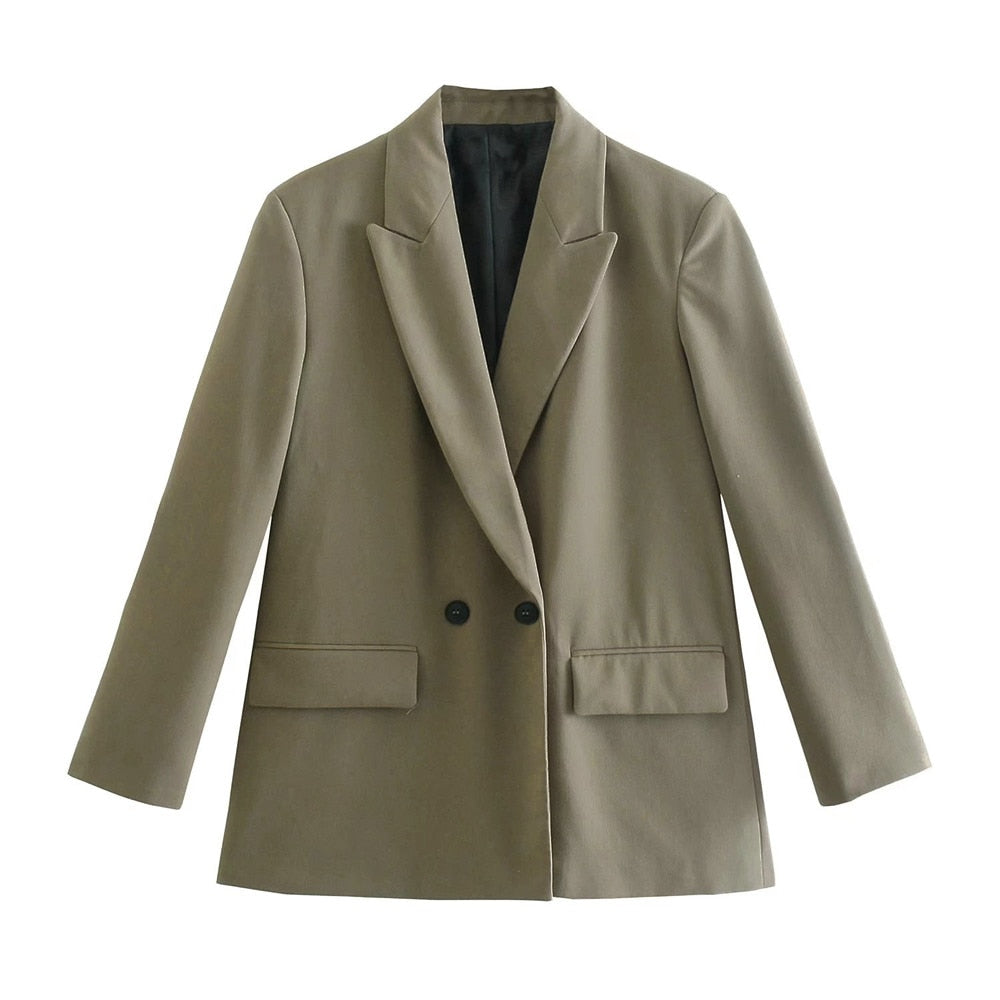 Timeless women's double-breasted jacket, offering a refined and stylish professional look.