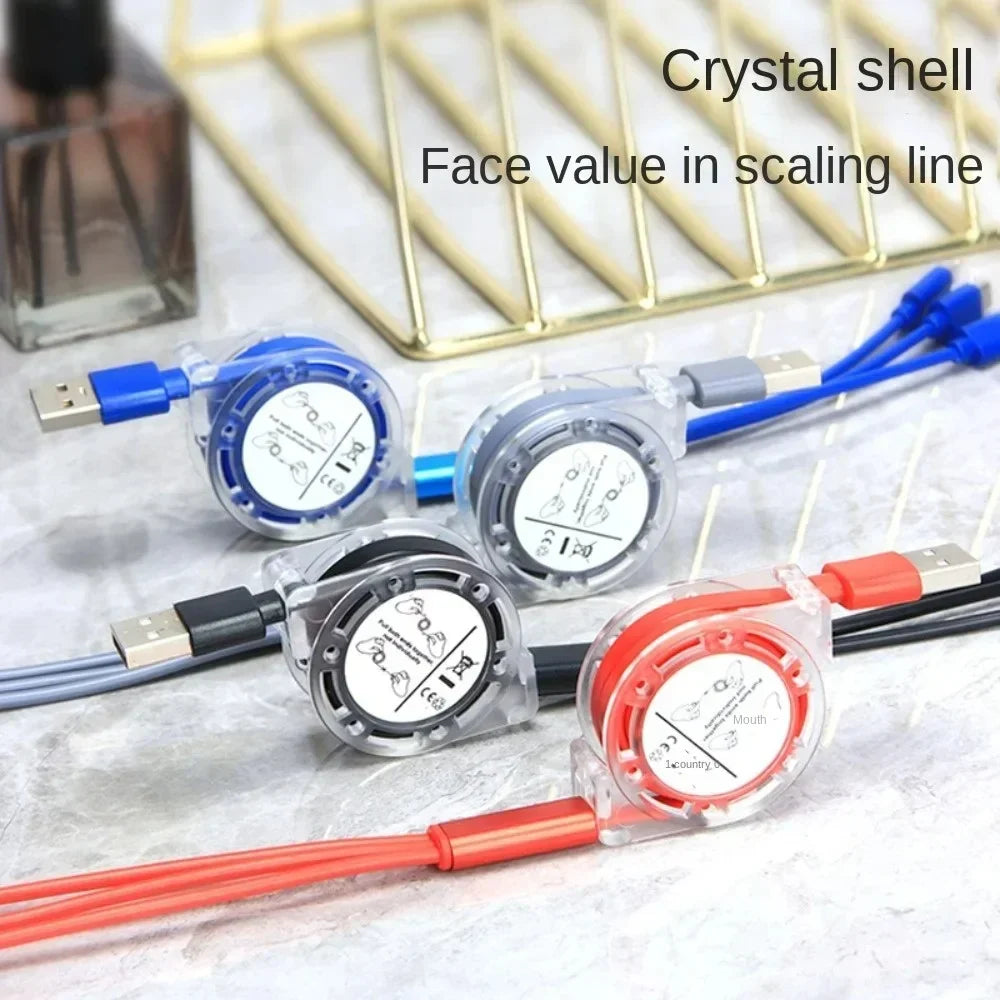 Durable, tangle-free 3-in-1 charging cable accessory for fast universal phone and tablet charging.