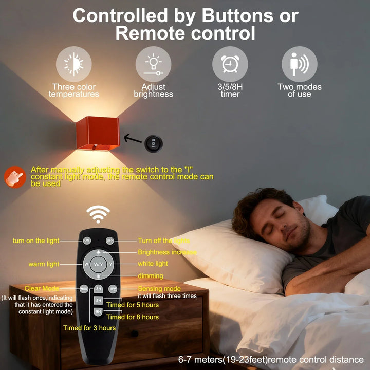 Easy-install cordless LED wall light with remote & motion sensor. Rechargeable for convenient home use.