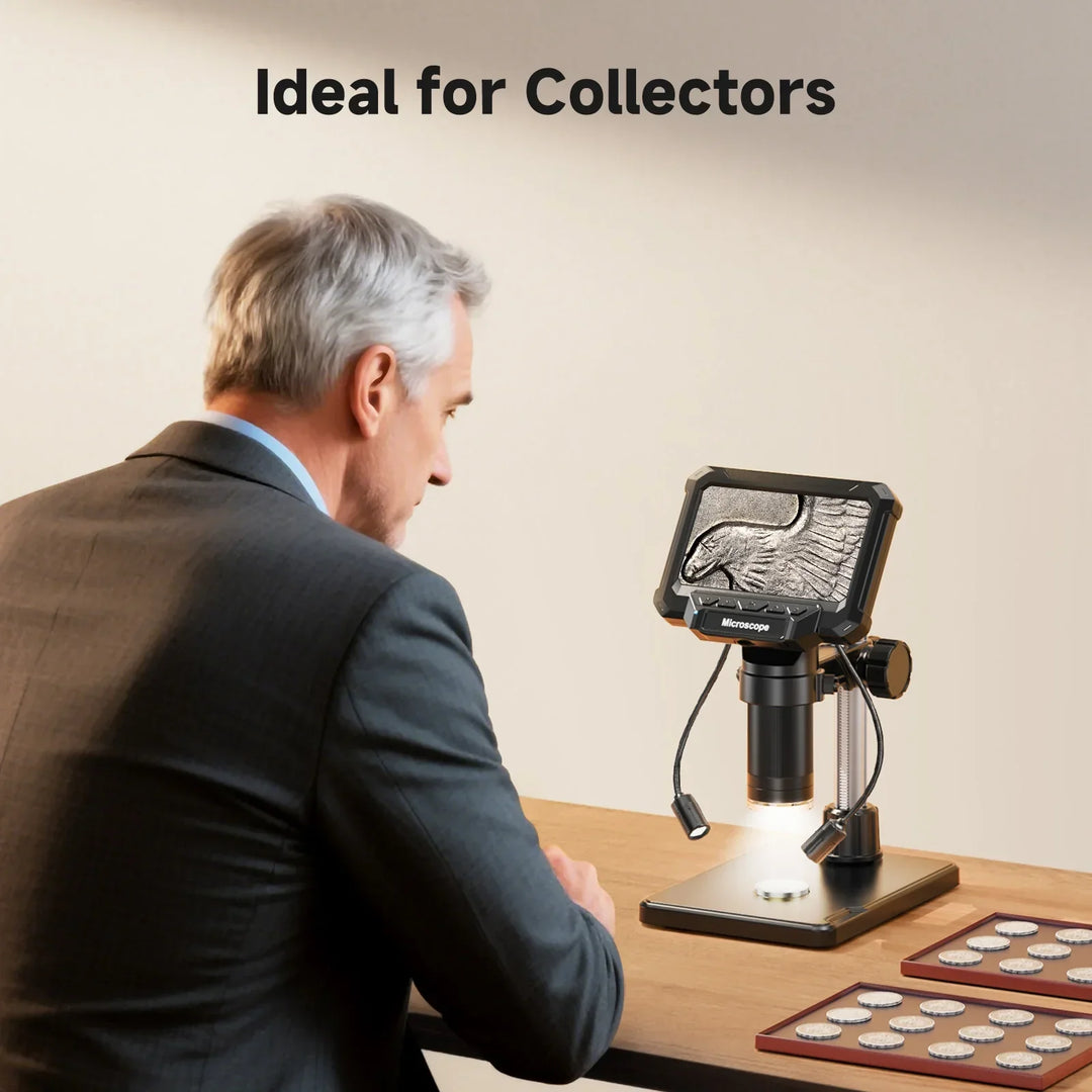 High-definition 4.3-inch digital microscope with LED, capturing clear details for any task.