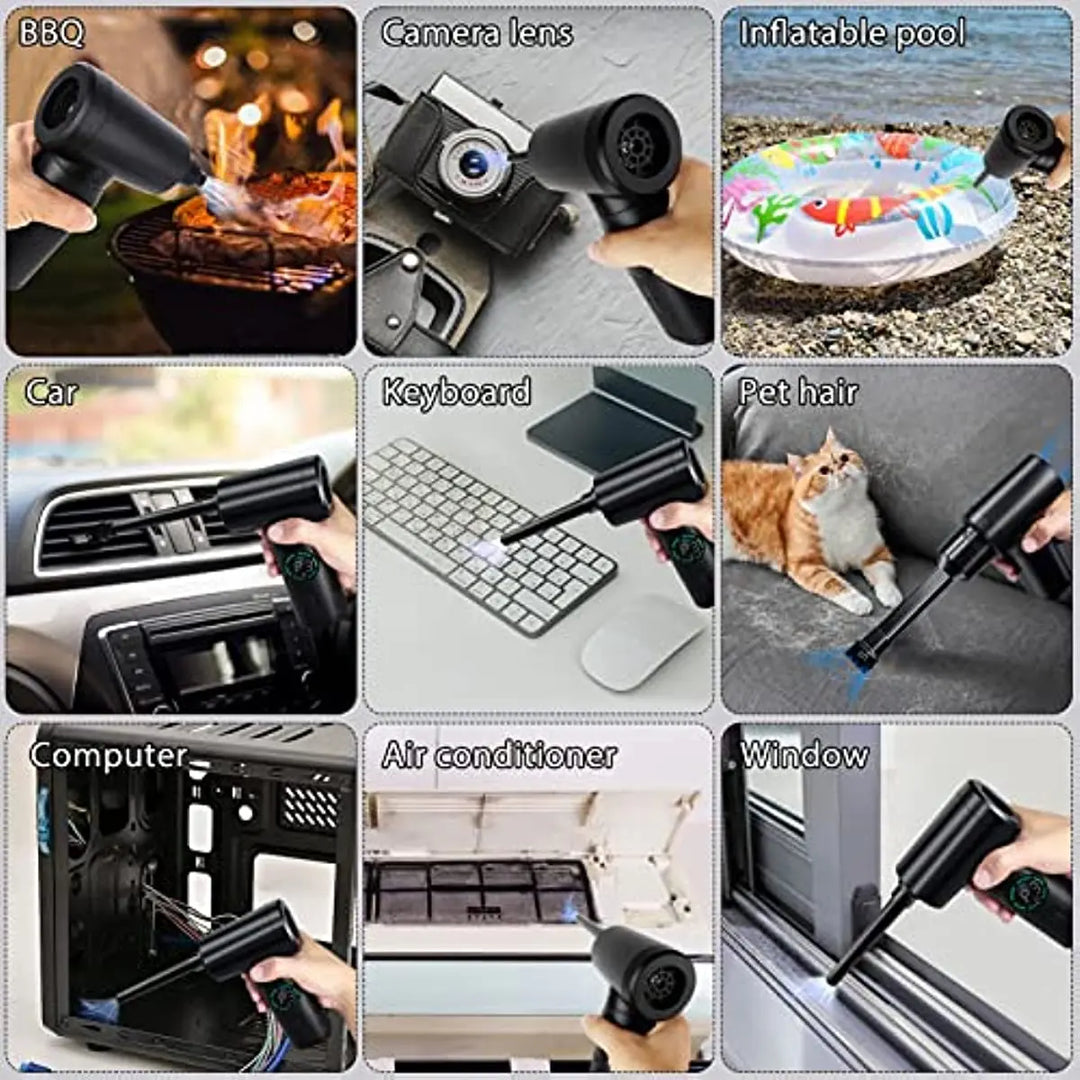 USB rechargeable cordless air duster, perfect for computers, keyboards, & general gadget cleaning.