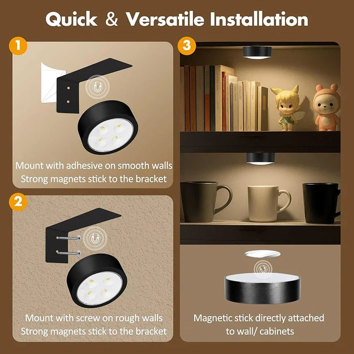 Easy-to-install magnetic LED picture lights (3-pack) with remote, ideal for cordless wall art display.