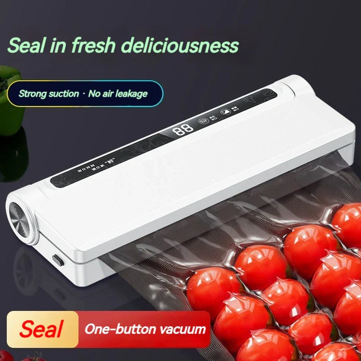 Efficient automatic vacuum sealer for fresh food storage & meal prep, preventing freezer burn.