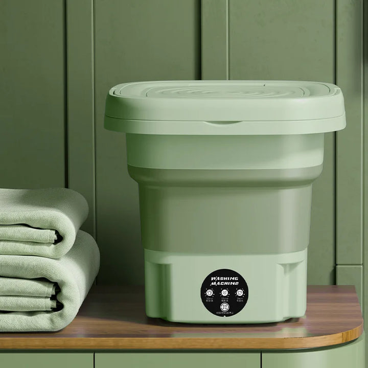 Green 2.1 Gallon compact mini washer with spin dryer for portable laundry; ideal for travel & small loads.
